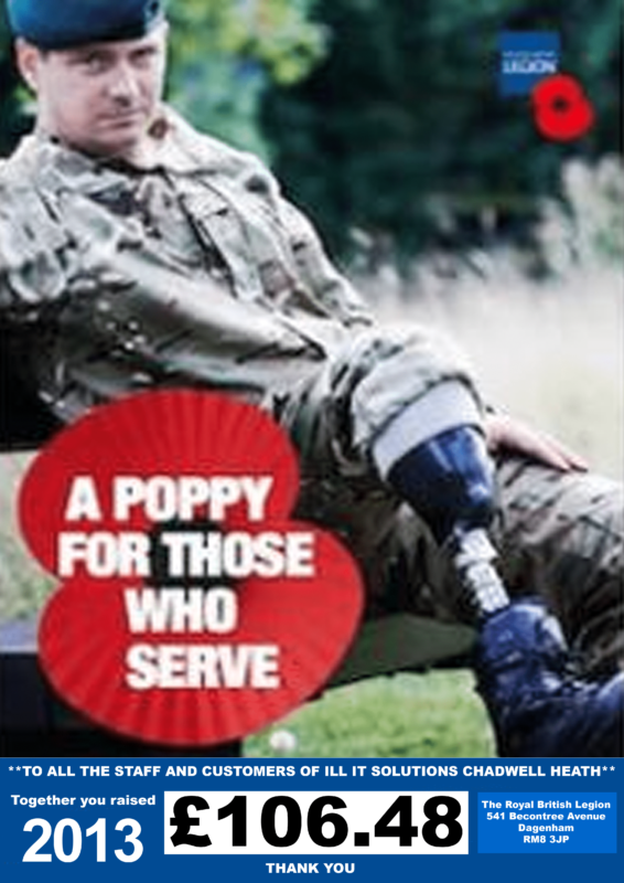 Poppy Appeal Fundraising | ILL IT Soluitions Romford Essex - We Raised in 2013