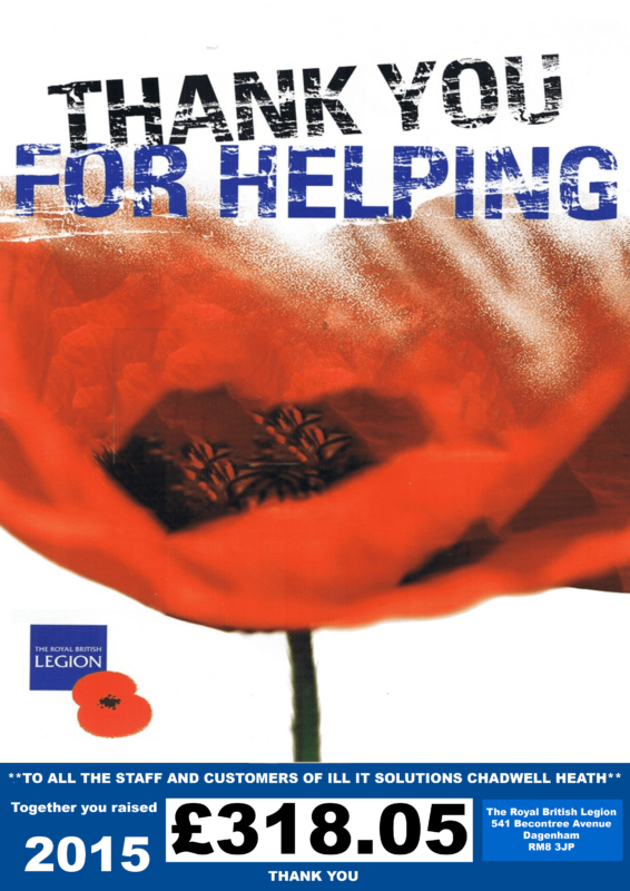 Poppy Appeal Fundraising | ILL IT Soluitions Romford Essex - We Raised in 2015