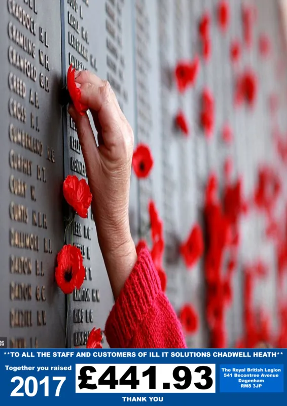 Poppy Appeal Fundraising | ILL IT Soluitions Romford Essex - We Raised in 2017