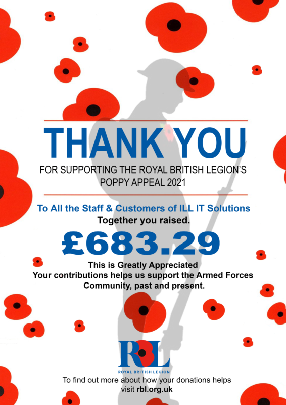 Poppy Appeal Fundraising | ILL IT Soluitions Romford Essex - We Raised in 2021