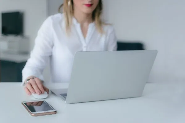 woman using laptop to back up files
