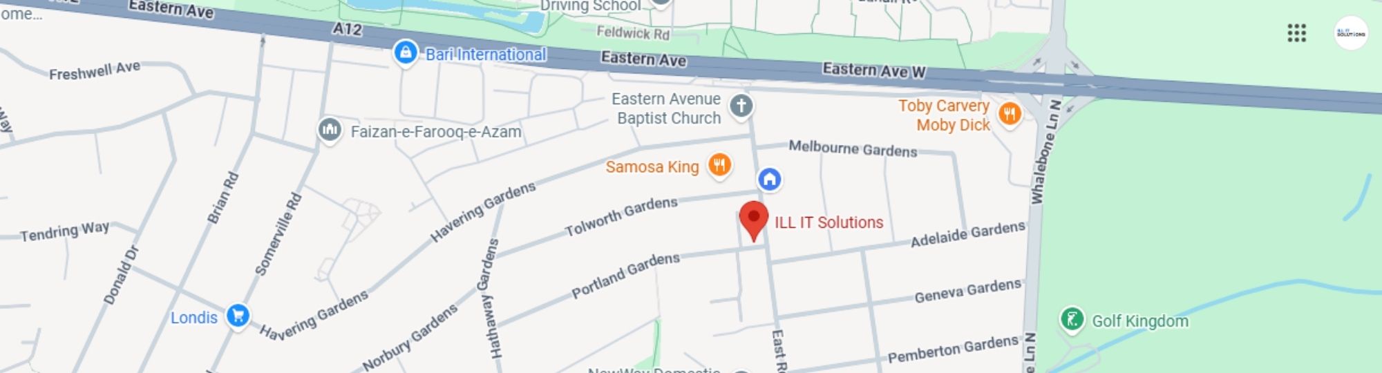 Map to Find us Computer / Laptop repairs in Romford Essex | ILL IT Solutions